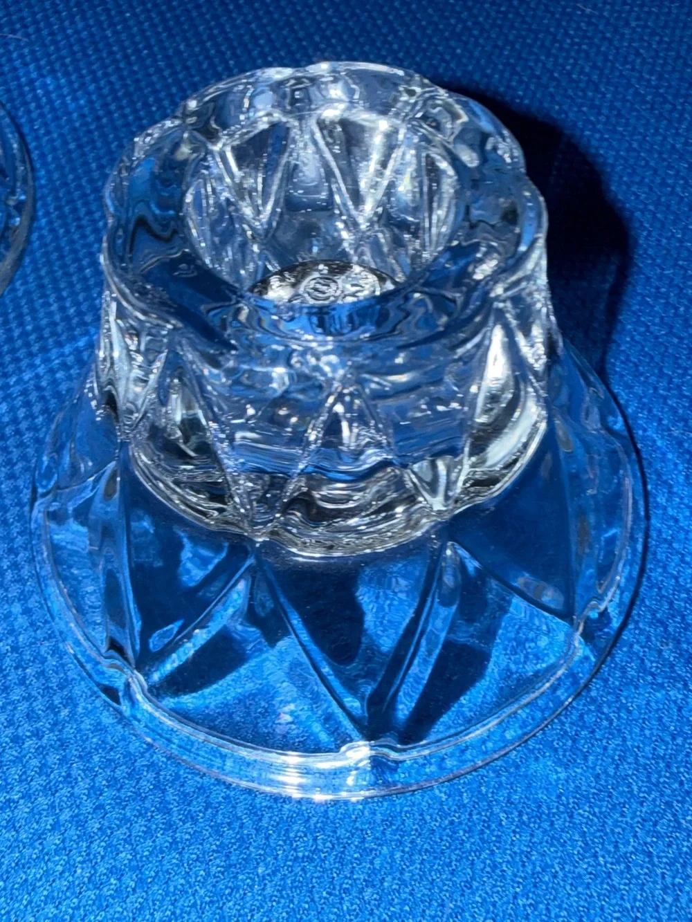 Home Interiors Clear Glass Candle Holders - Pair reversible